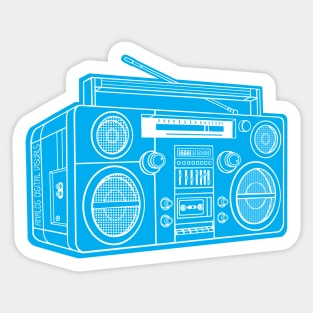 Boombox (White Lines + Cyan Drop Shadow) Analog / Music Sticker